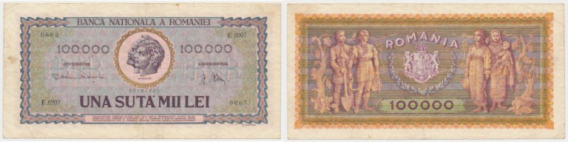 Romania, 100.000 Lei 1947 Reference: Pick 59a
Grade: VF-