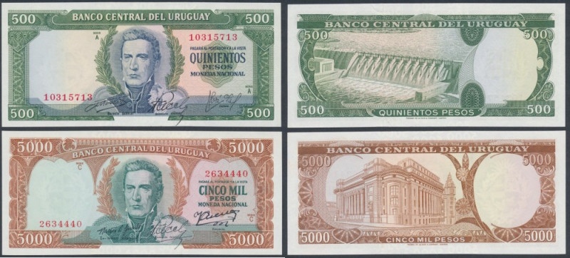 Uruguay, 500 & 5.000 Pesos ND (2pcs) 
Grade: 1-, 1-