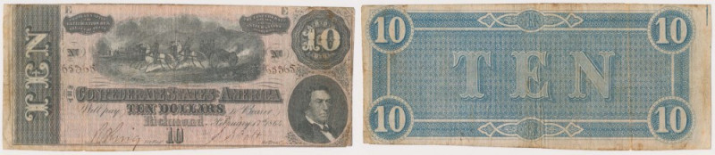 The Confederate States of America, Richmond, 10 Dollars 1864 
Grade: VF