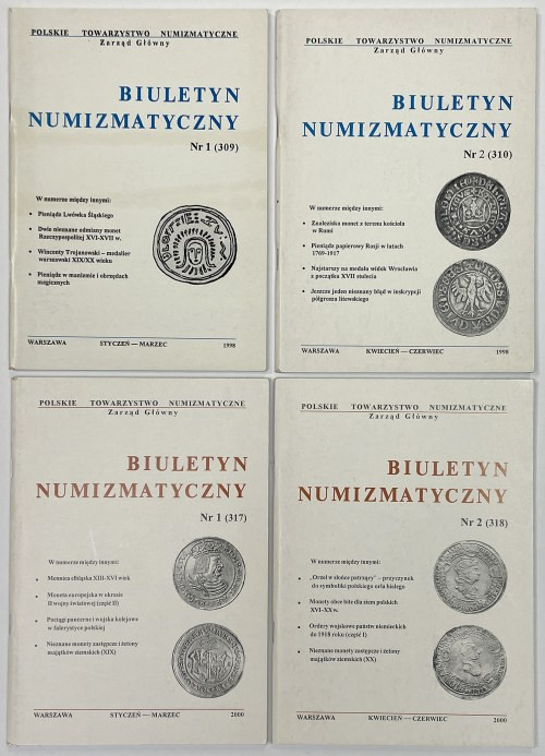 Biuletyn Numizmatyczny 1998/1-2 i 2000/1-2 (4szt)