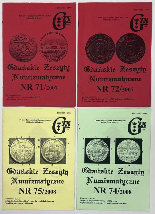 Gdańskie Zeszyty Numizmatyczne 2007-2008/71-75, bez 73 (4szt) W zestawie nr: 200...