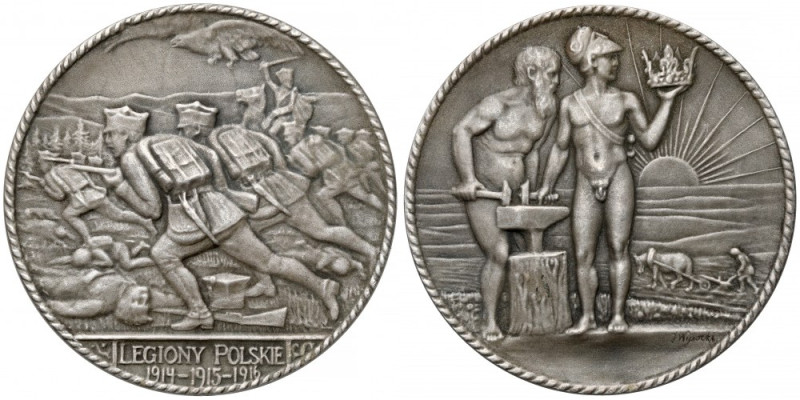 Medal SREBRO Legiony Polskie 1914-1915-1916 - rzadkość Duża rzadkość - odbitka w...