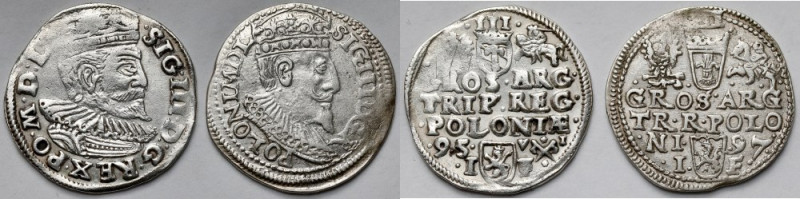 Zygmunt III Waza, Trojak Poznań 1595 i Olkusz 1597 - zestaw (2szt) Olkusz możliw...