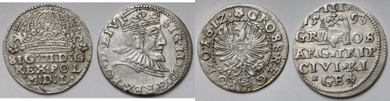 Zygmunt III Waza, Trojak Ryga 1593 i Grosz Kraków 1612 - zestaw (2szt) 
Grade: ...