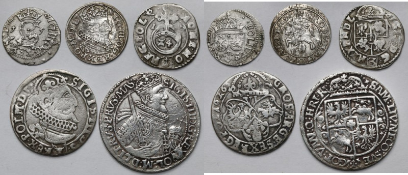 Zygmunt III Waza, od szeląga do orta 1615-1626 - zestaw (5szt)