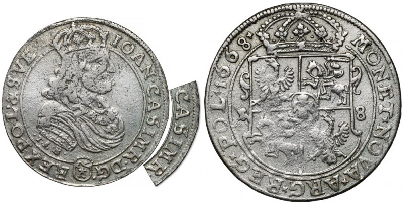 Jan II Kazimierz, Ort Bydgoszcz 1668 TLB - CASIMR Rzadka i poszukiwana odmiana z...
