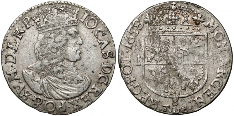 Jan II Kazimierz, Ort Kraków 1658 TLB - bez obwódek Pierwsza emisja ortów z menn...