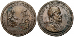 Watykan, Klemens X, Medal 1674 - zwycięstwo Sobieskiego pod Chocimiem (późniejsza odbitka)