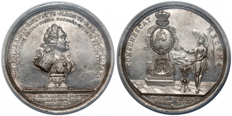 August III Sas, Medal pośmiertny Augusta II Mocnego 1733 Bardzo rzadko pojawiają...