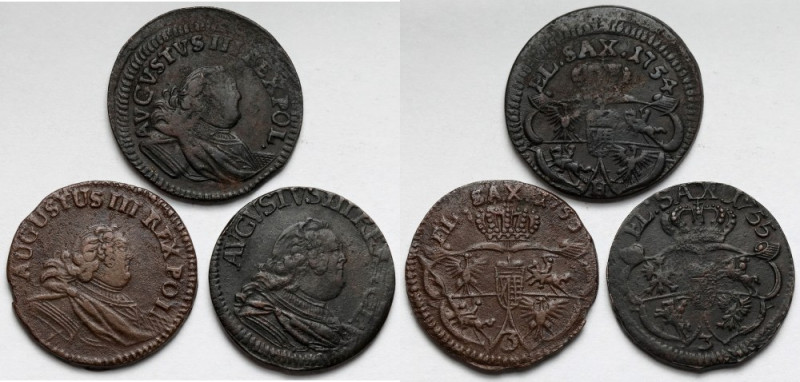 August III Sas, Grosze 1753, 1754 i 1755 (3szt) Trzy kolejne roczniki groszy Sas...