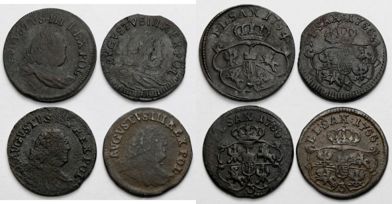 August III Sas, Grosze 1754-1755 - zestaw (4szt) Różne odmiany, w tym dwie rzadk...