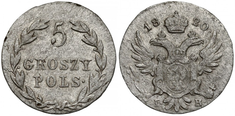 5 groszy polskich 1820 IB Ładnie wybita sztuka. 
Reference: Bitkin 858, Plage 1...