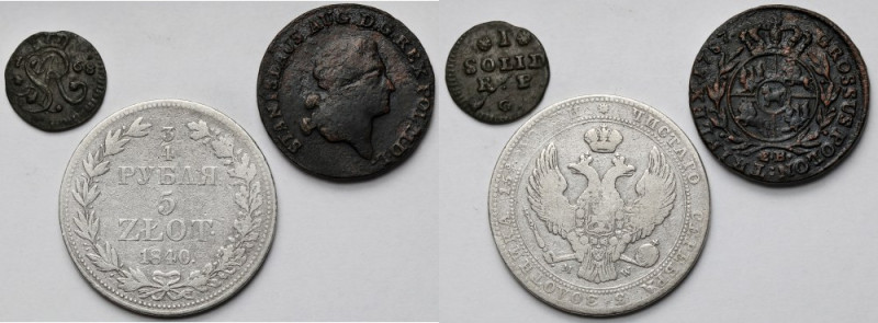 Poniatowski i Zabory, Szeląg 1768, Trojak 1787 i 3/4 rubla = 5 złotych 1840 MW -...