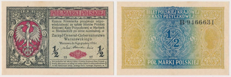 1/2 mkp 1916 Generał - B 916... Reference: Miłczak 7
Grade: UNC/AU