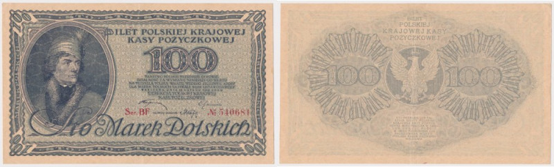 100 mkp 1919 - Ser.BF Reference: Miłczak 18c
Grade: XF-