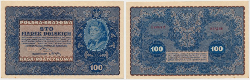 100 mkp 1919 - I Serja Z (Mił.27a) - seria I bez litery - bez Nr przed numerem P...