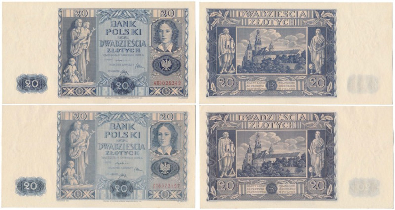 20 złotych 1936 - AN i DT - zestaw (2szt) Reference: Miłczak 76
Grade: UNC