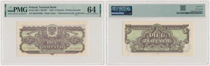 5 złotych 1944 ...owym - BA Reference: Miłczak 107
Grade: PMG 64