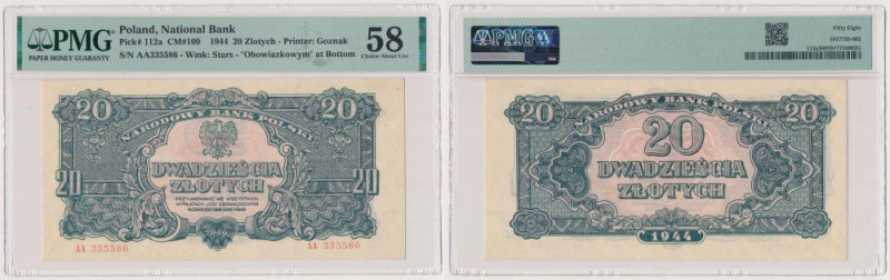 20 złotych 1944 ...owym - AA Reference: Miłczak 109
Grade: PMG 58