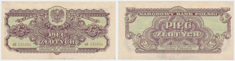 5 złotych 1944 ...owe - aH Rzadka odmiana serii w zapisie małaDUŻA litera.&nbsp;...