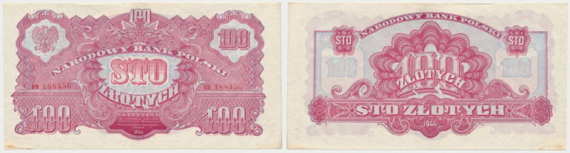 100 złotych 1944 ...owe - BH Reference: Miłczak 118a
Grade: XF/XF+