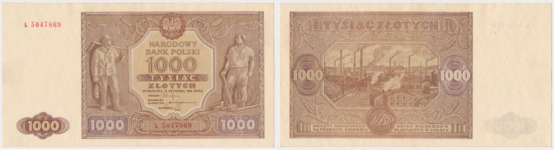 1.000 złotych 1946 - L Pierwsza odmiana 1.000 zł 1946. 
Reference: Miłczak 122a...