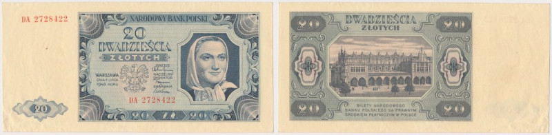 20 złotych 1948 - DA Ładny, naturalny.&nbsp; Reference: Miłczak 137d
Grade: XF...