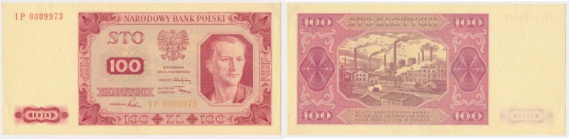 100 złotych 1948 - IP Delikatnie zgięty pionowy; piękny; naturalny.&nbsp; Refere...