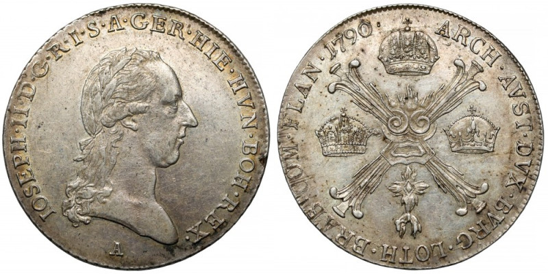 Niderlandy austriackie, Józef II, 1/4 talara 1790-A, Wiedeń Ładne lustro na awer...