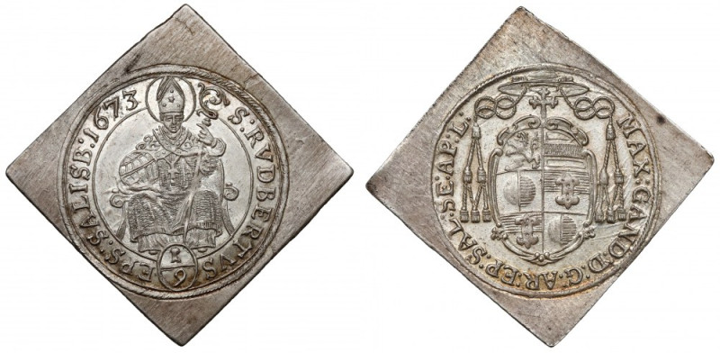 Austria, Max Gandolf von Kuenburg, 1/9 talara 1673, Salzburg - KLIPA Nieznaczne ...