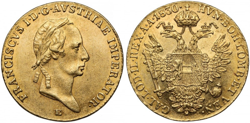 Austria, Franciszek I, Dukat 1830-E, Karlsburg Z lustrem menniczym. 
 Złoto, śr...
