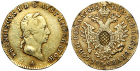 Austria, Franciszek I, 3 krajcary 1826-A, Wiedeń - pozłocone