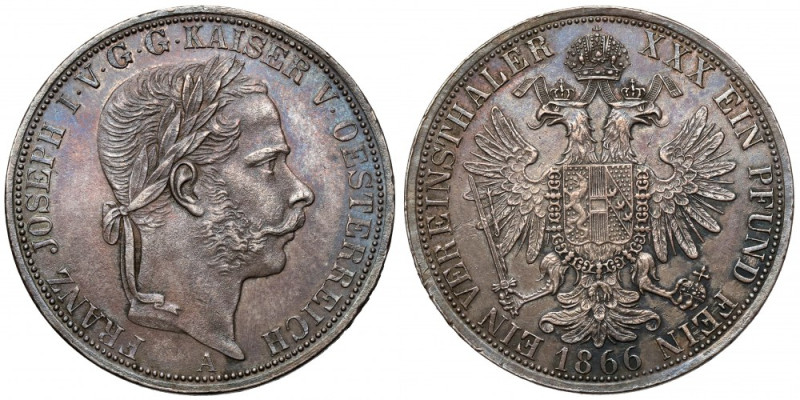 Austria, Franciszek Józef I, Vereinsthaler 1866-A, Wiedeń 
Grade: XF