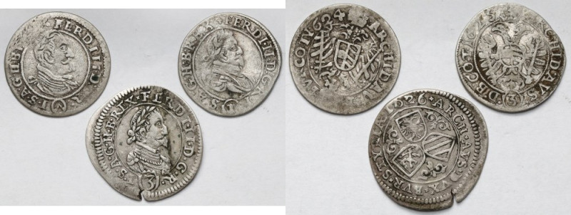 Austria, 3-6 krajcarów 1624-1626 - zestaw (3szt)
