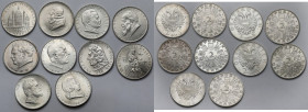 Austria, 2 schilling 1928-1937 - zestaw (10szt)