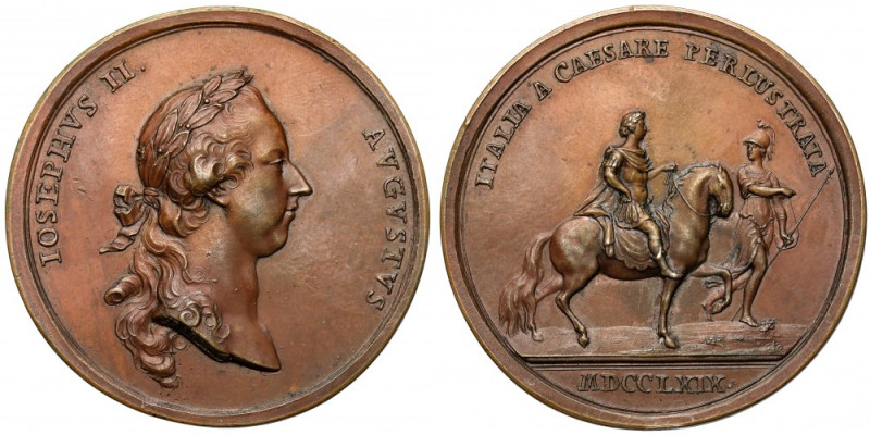 Austria, Józef II, Medal 1769 - podróż cesarza do Włoch Brąz, średnica 49 mm, wa...