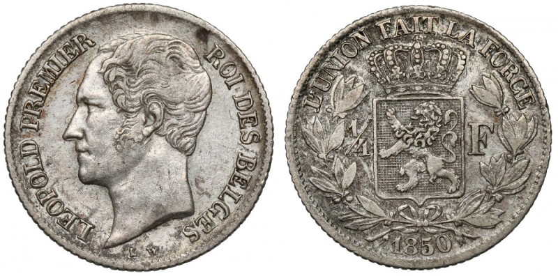 Belgia, Leopold I, 1/4 franka 1850 LW - B.RZADKIE Reference: KM-14
Grade: VF+