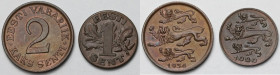 Estonia, 1-2 senti 1929-1934 - zestaw (2szt)