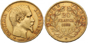 Francja, Napoleon III, 20 franków 1858-BB, Strasbourg