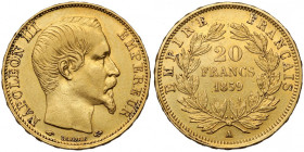 Francja, Napoleon III, 20 franków 1859-A, Paryż