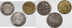 Francja, Monety srebrne 1643-1676 i Spiel Marke - zestaw (3szt)