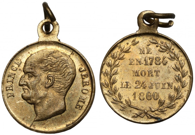 Francja, Medal 1860 - Prince Jerome Mosiądz, średnica 14 mm, waga 1,26 g.&nbsp; ...