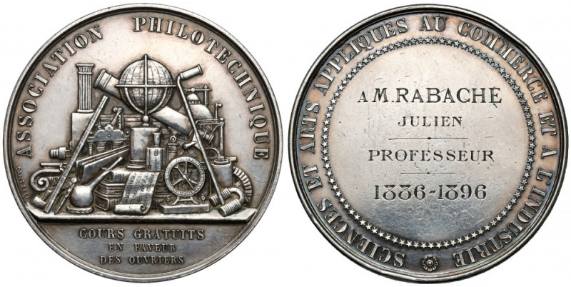 Francja, Medal 1896 - Associaton Philotechnique Grawerunek z roku 1896. Srebro, ...