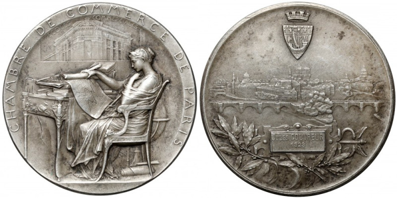 Francja, Medal 1923 - Chambre de Commerce de Paris Srebro, średnica 51 mm, waga ...