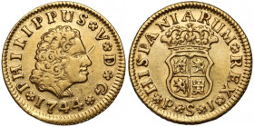 Hiszpania, Filip V, 1/2 escudo 1744 SPJ, Sewilla