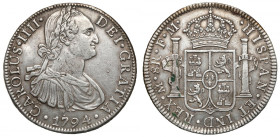 Hiszpania, Karol IV, 8 reali 1794 Mo, Meksyk