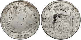 Hiszpania, Karol IV, 8 reali 1805 Mo, Meksyk - kontramarkowana