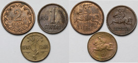 Litwa, 1-2 centai 1925-1936 - zestaw (3szt)