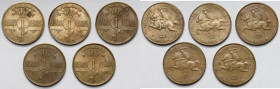 Litwa, 1 vienas centas 1925 - zestaw (5szt)