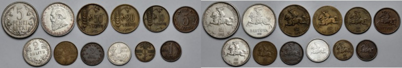 Litwa, 1 centas - 5 litai 1925-1936 - zestaw (12szt)